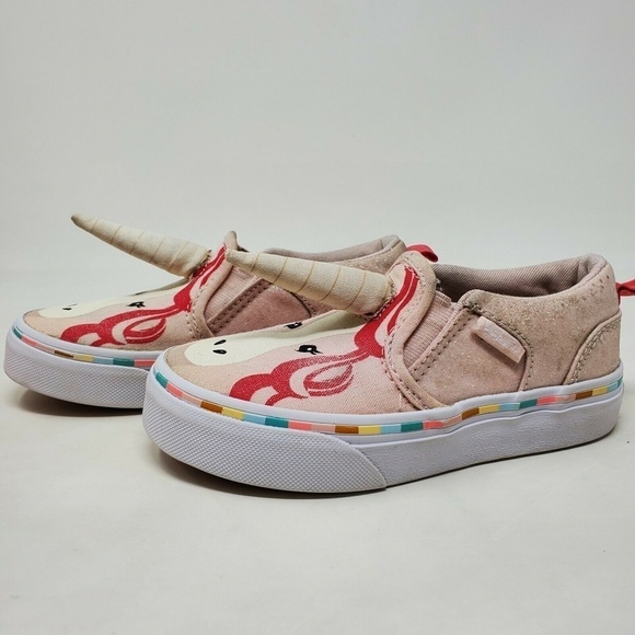 VANS "ASHER" Unicorn Pink Glitter Slip on Shoes US Missy 11 EU 27.5 Girls - Picture 2 of 11